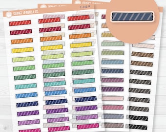 LIQUIDACIÓN / Tiras rasgadas de cinta Washi / Pegatinas decorativas transparentes mate a rayas para agendas / C-341-CM