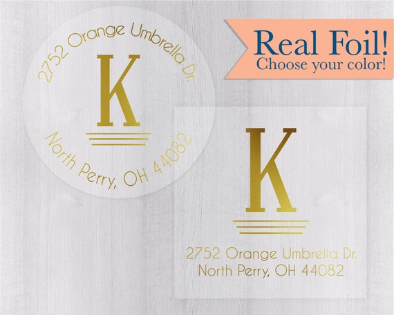 Foiled Return Address Label Clear Transparent Monogram ...