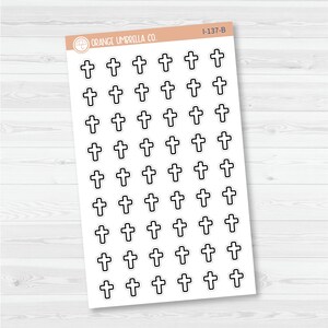 Cross Icon Planner Stickers | Church Calendar Labels | I-137 Black Outline