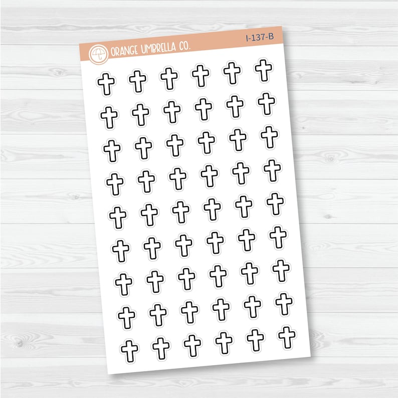 Cross Icon Planner Stickers | Church Calendar Labels | I-137 Black Outline