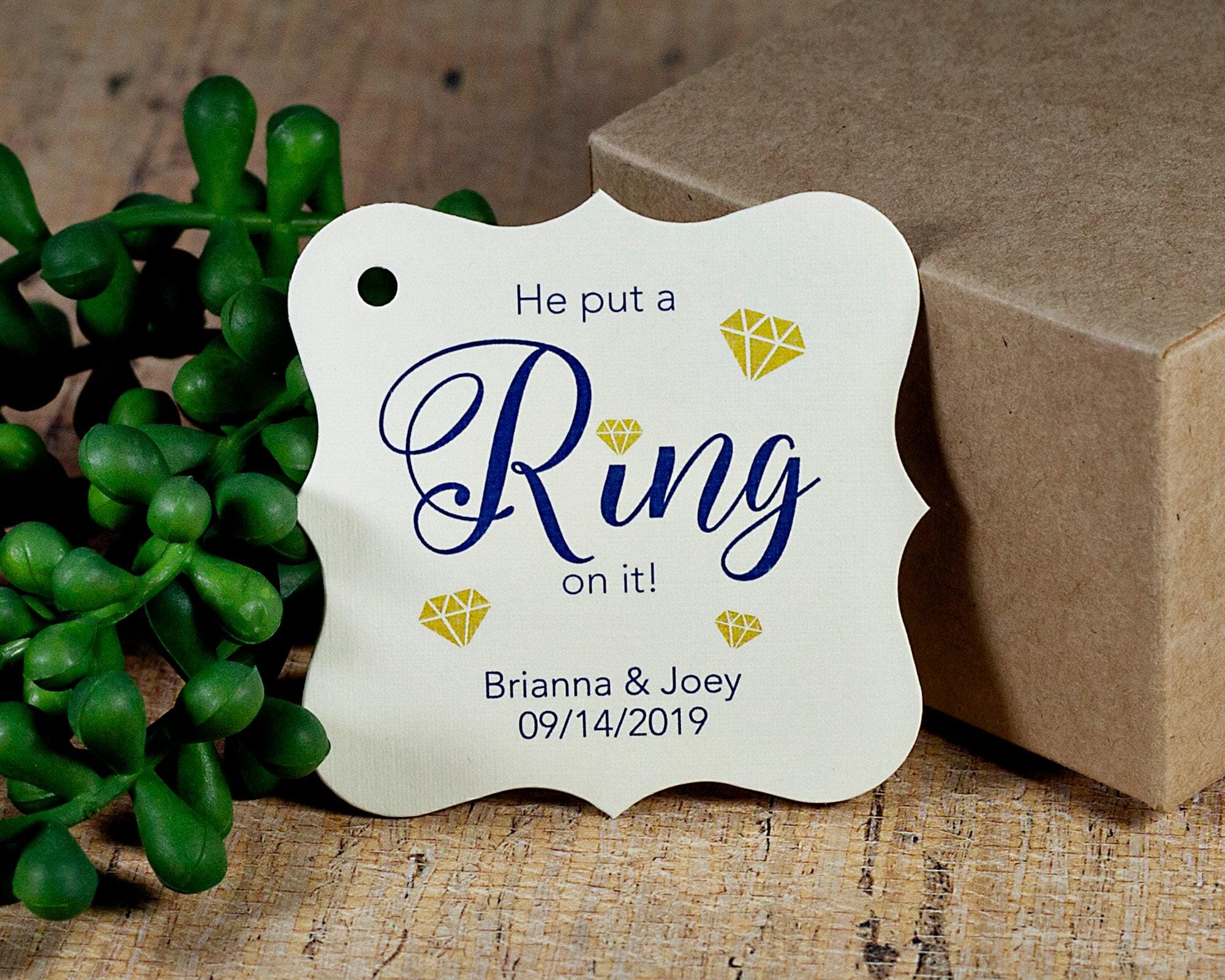 Engaged Tag Customized Engagement Party Tags, Engaged Favor Tags, He Put a Ring on ...
