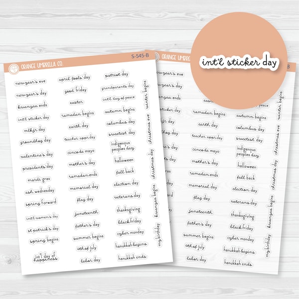 US Holiday - Mini Script Planner Stickers | F16 | S-545