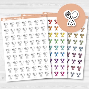Meal Icons | Hand Doodled Fork and Spoon Icon Planner Stickers | I-481