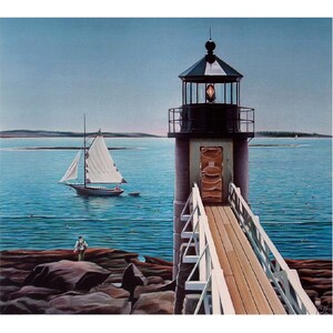 Point of View-gesigneerde Limited Edition Lithografie (300)-Marshall Point Light House, Port Clyde, ME
