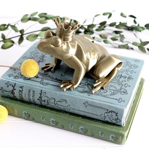 Frog Prince Figurine, Frog King with Crown, Fairytale Nursery Decor