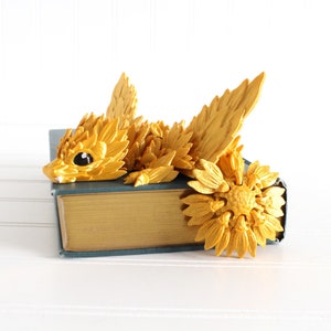 Articulated Dragon Desk Toy, 3D Printed, Sunflower Dragon