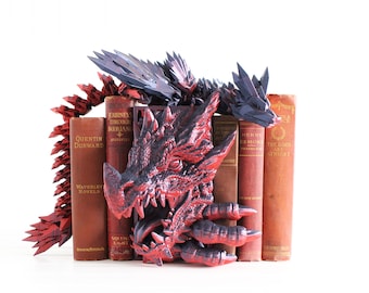 Dragon Book Nook, Book Nook Insert, Book Nook Finished, Bookshelf Decor, Fantasy, Realistic, 3D Print, Bookend Decor, Tabletop Fantasy Prop