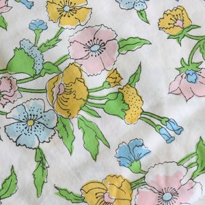 Vintage Floral Twin Sheet Set, Flat Sheet and Pillowcase, Yellow Green Pink Blue Flowers, Country Bedding Home Decor