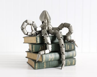 Articulated Octopus, Nautical Bookshelf Decor, Octopus with Suction Cups, Nautical Fiction, Fantasy, Realistic, Articulated 3D Print, Fidget