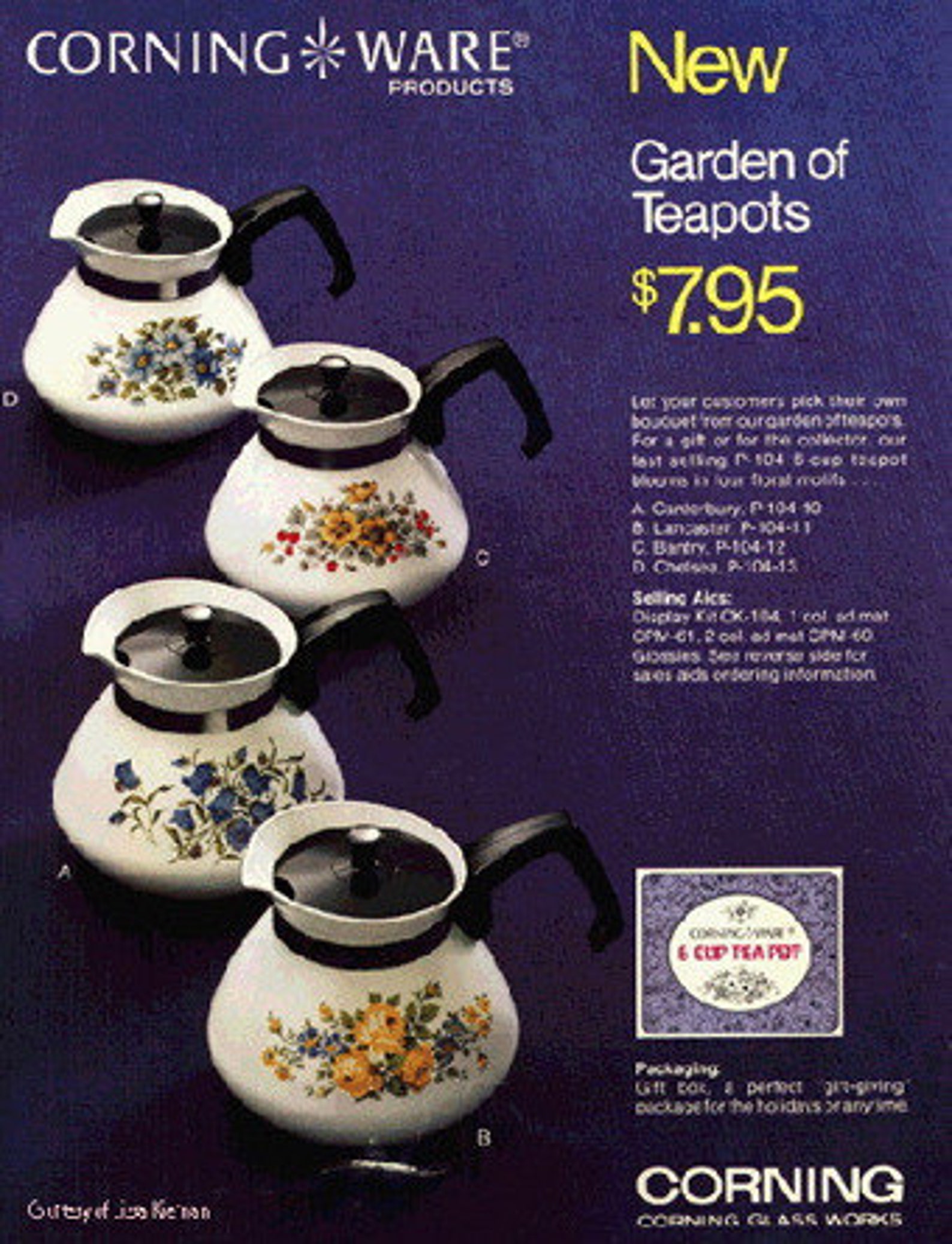 Corning Ware Teapot Bantry Pattern with Yellow Flowers and Etsy