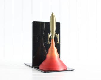 Rocket Ship Bookend, Outerspace Space Age, Astronomy Astronaut, Bookshelf Decor