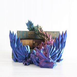 Dragon articulé, dragon d'hiver de cendres de cristal, jouet dragon avec des ailes, décoration d'étagère, fantastique réaliste, jouet articulé imprimé 3D image 5