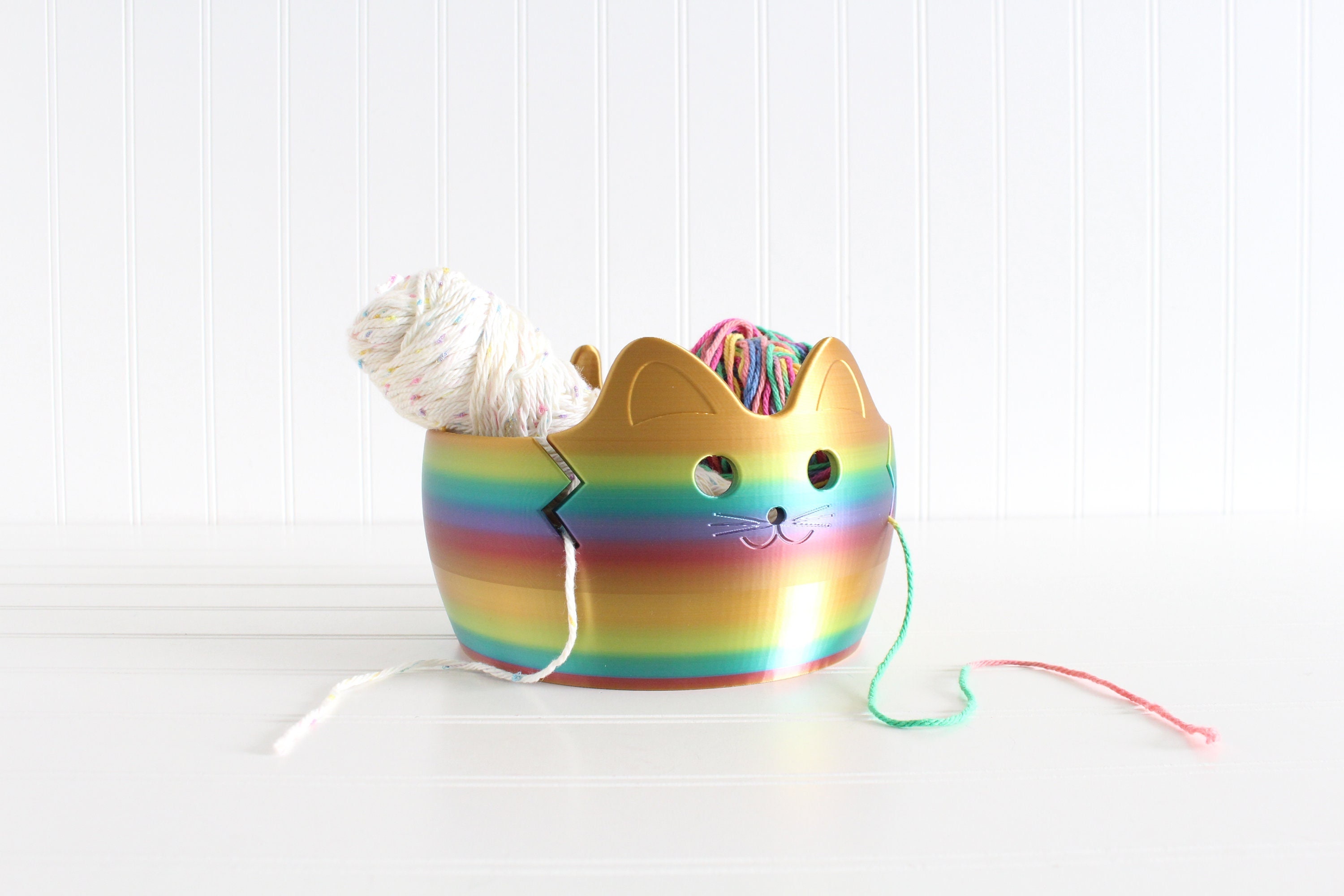 STL file CUTE CAT YARN BOWL HOLDER FOR KNITTING CROCHET, ACCESSORIES, SUPPLIES