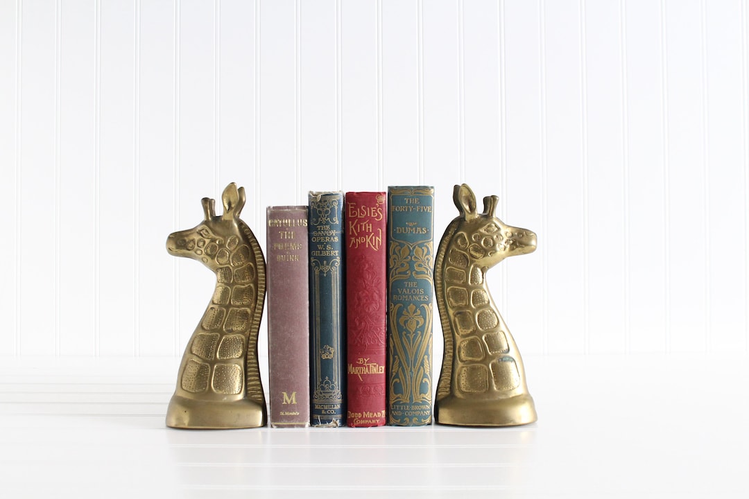Vintage Brass Giraffe Bookends Nursery or Bedroom Decor for Etsy