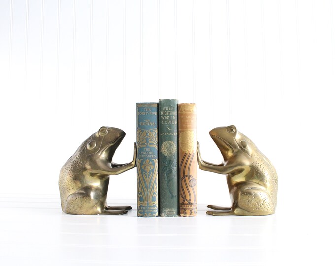 Vintage Brass Frog Bookends, Lake House Decor, Mid Century Etsy