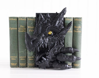 Coin livre dragon, intercalaire pour coin livre, fini coin livre, décoration d'étagère, fantastique, réaliste, impression 3D, décoration serre-livres, accessoire fantastique de table