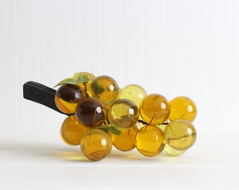 Mid Century Yellow and Orange Lucite Grapes, Grapevine