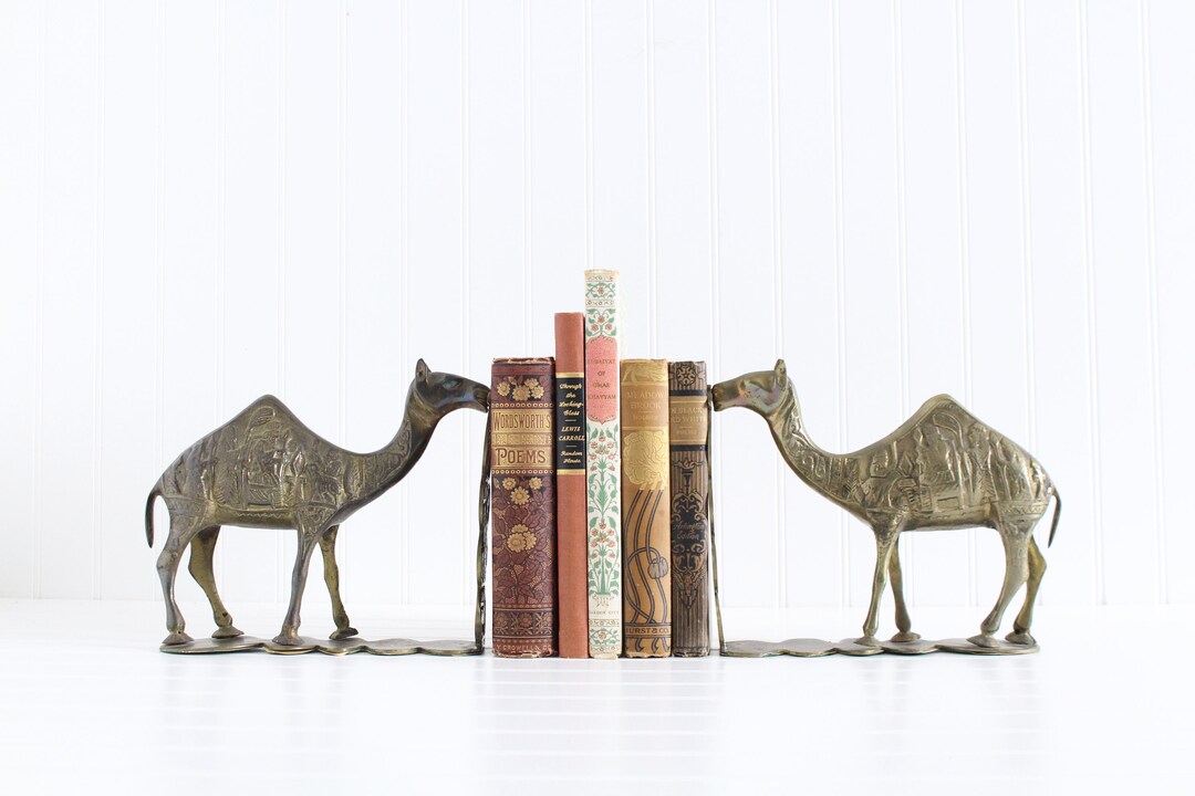 Vintage Brass Camel Bookends Egyptian Bookends Bookshelf Etsy