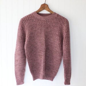 Vintage Women&#39;s Purple Sweater, 70s Women&#39;s Crewneck Pullover, Size Small or Medium Cozy Sweater, Cottage Core