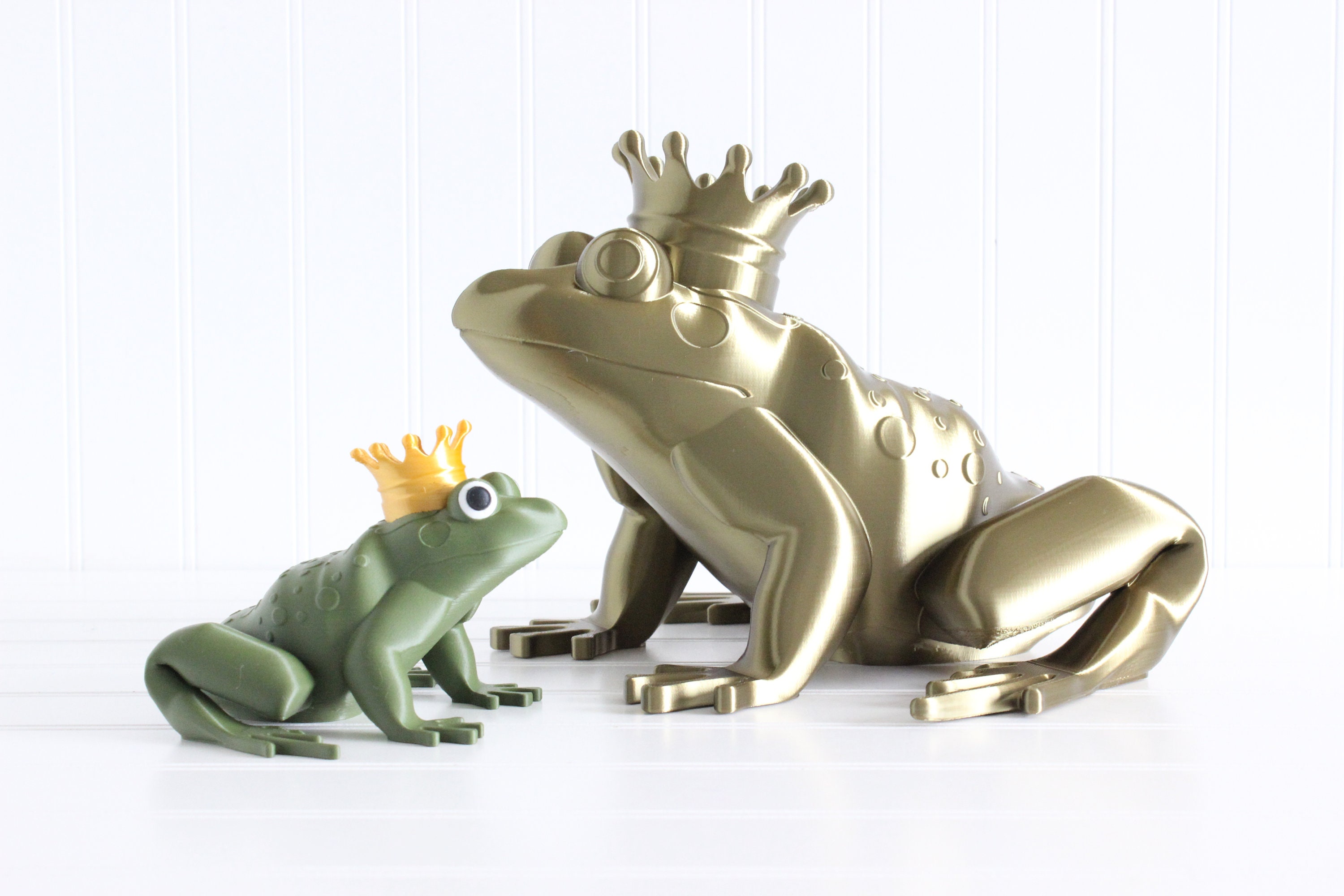 Frog Prince Figurine, Frog King With Crown, Fairytale Nursery 
