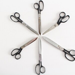 Vintage Black Metal Scissors, Collection of Industrial Scissors, Lot Office Supplies, School Supplies Decor image 3