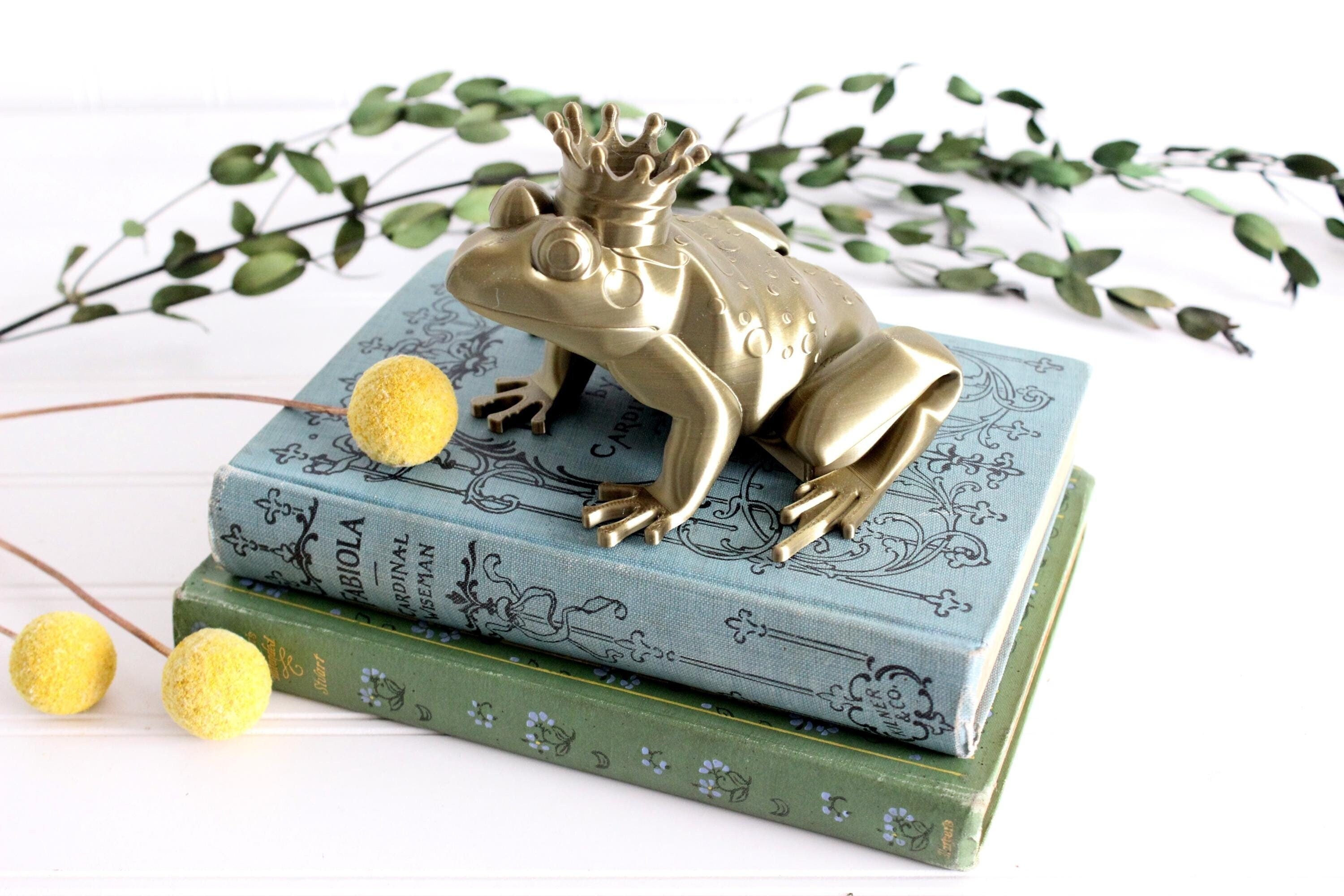 Frog Prince Figurine, Frog King With Crown, Fairytale Nursery