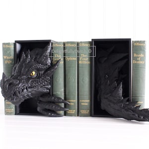 Dragon Book Nook, Dragon Head and Tail, Bookshelf Decor, 3D Print, Bookish