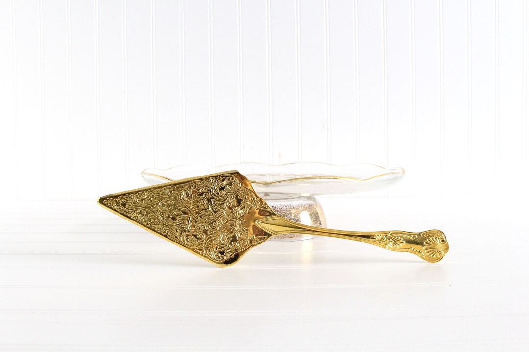 Vintage Gold Cake Server Wedding Cake Cutting Knife Dessert Etsy