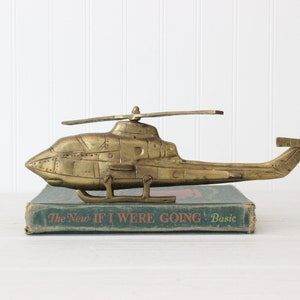 Vintage Brass Helicopter Figurine, Gifts for Pilots, Boy's Bedroom or Nursery Decor, Man Cave