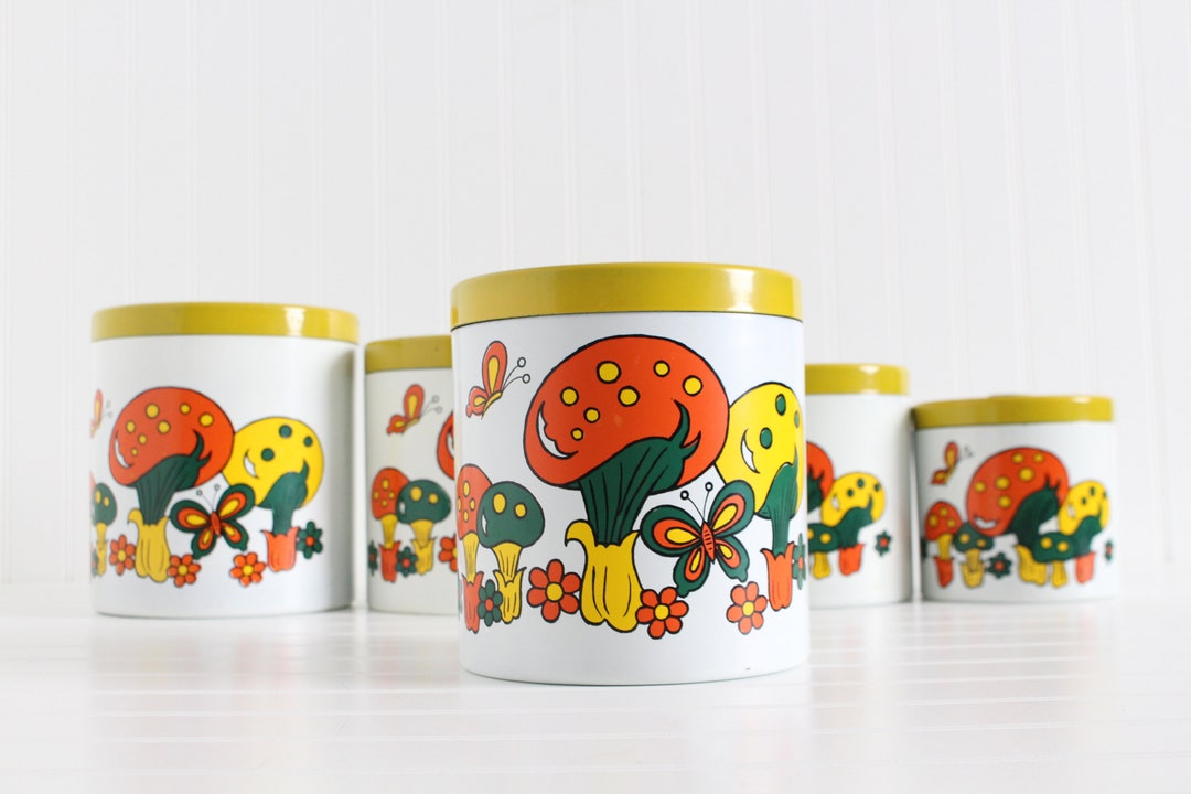 Vintage Mushroom Kitchen Canisters