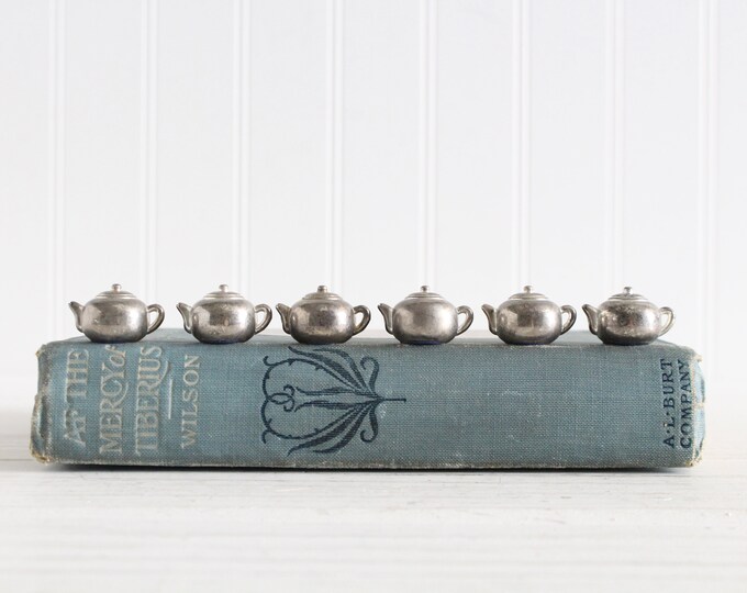 Vintage Teapot Place Card Holders, Silverplate Tea Pots, Weighted Place