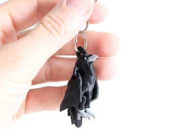 Raven Keychain - Bag Charms - Animal Keychain for Car Keys, Backpacks and Purses
