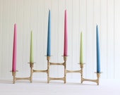 Vintage Brass Articulating Candelabra, Mid Century Modern Candle Holder, Adjustable Moveable Candlestick Holders