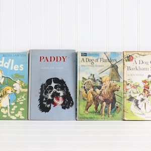 Vintage Dog Books, Gifts for Dog Lovers, Mid Century Bookshelf Decor