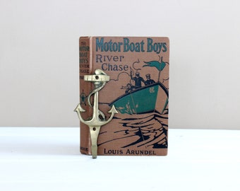 Vintage Brass Anchor Towel Hook, Key Hook, Bathroom or Kitchen Hand Towel Hook, Coat Purse Hanger, Apron Hook, Nautical Beach House