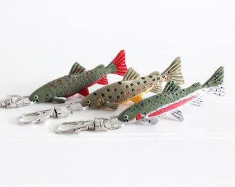 Fish Keychain - Bag Charms - Trout - Gifts for Dad - Fisherman