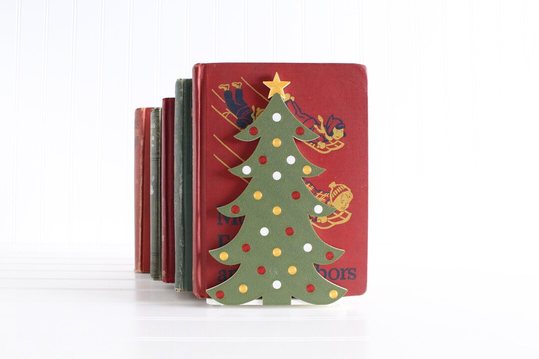 Christmas Tree Bookends, Christmas Decor, Christmas Bookshelf Decor Etsy