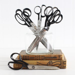 Vintage Black Metal Scissors, Collection of Industrial Scissors, Lot Office Supplies, School Supplies Decor image 6