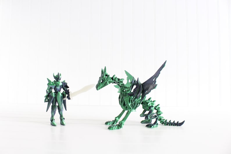 Figuras de acción y dragones articulados, Dragón desdentado, Dragón de juguete con alas, Fantasía, Realista, Fidget de impresión 3D articulado, Wraithwing imagen 1