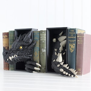 Dragon Book Nook, Dragon Head and Tail, 3D Print Bookshelf Decor, Bookish