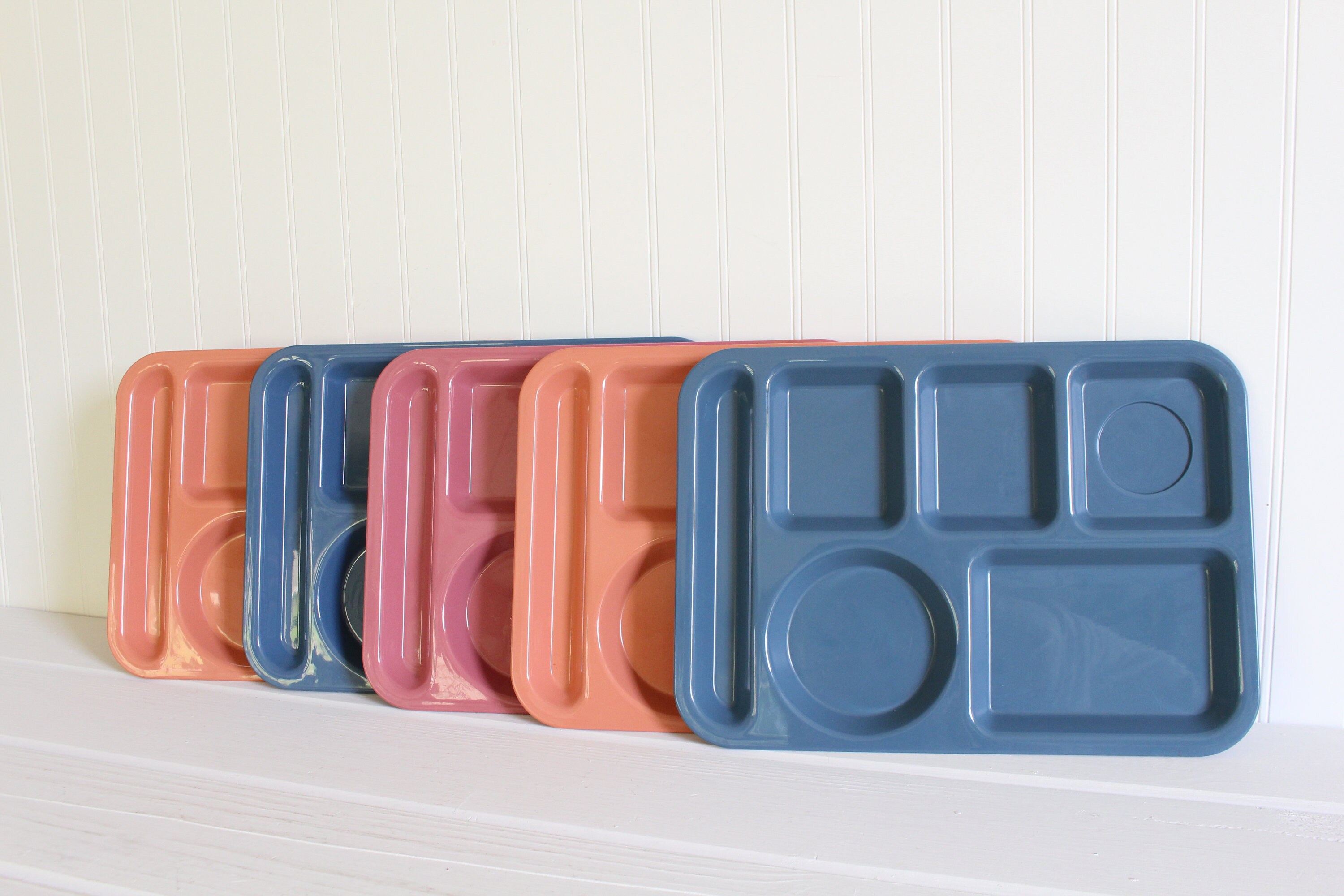 Vintage Cafeteria Trays, Silite School Lunch Trays, Blue Pink