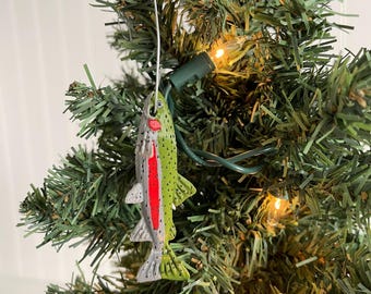 Fish Christmas Tree Ornament - Trout - Stocking Stuffer Gifts for Dad - Fisherman