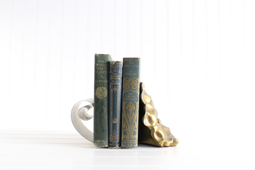 Vintage Brass Flower Scroll Bookends Brass Dogwood Flowers Etsy