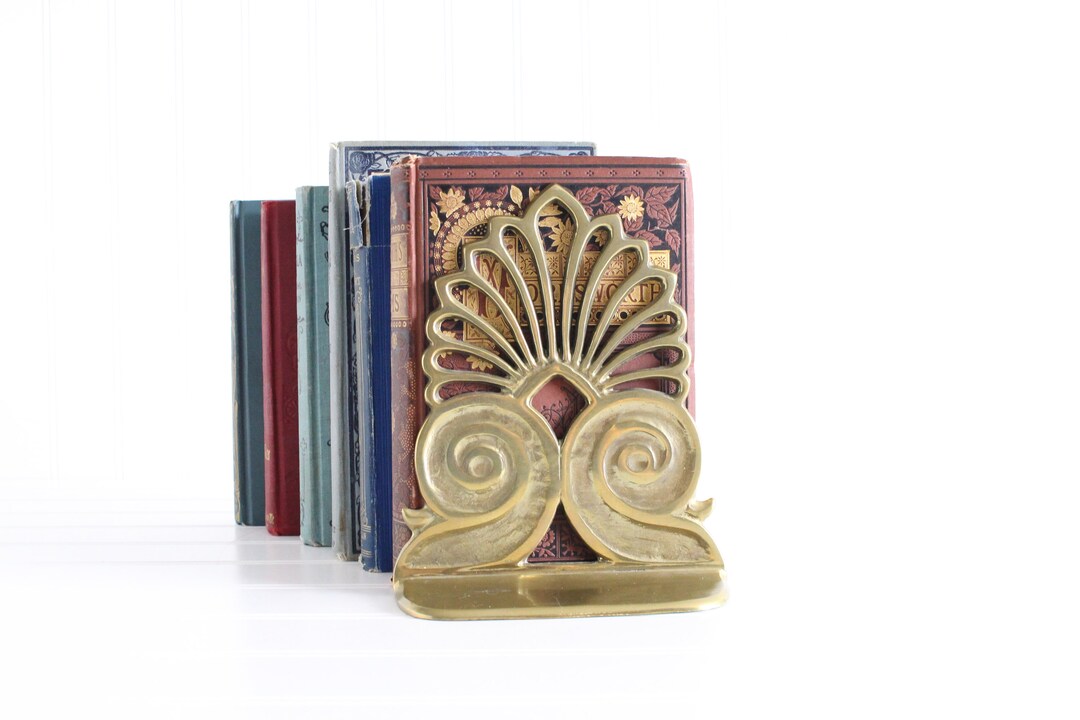 Vintage Brass Scroll Bookends Art Nouveau Bookends Etsy