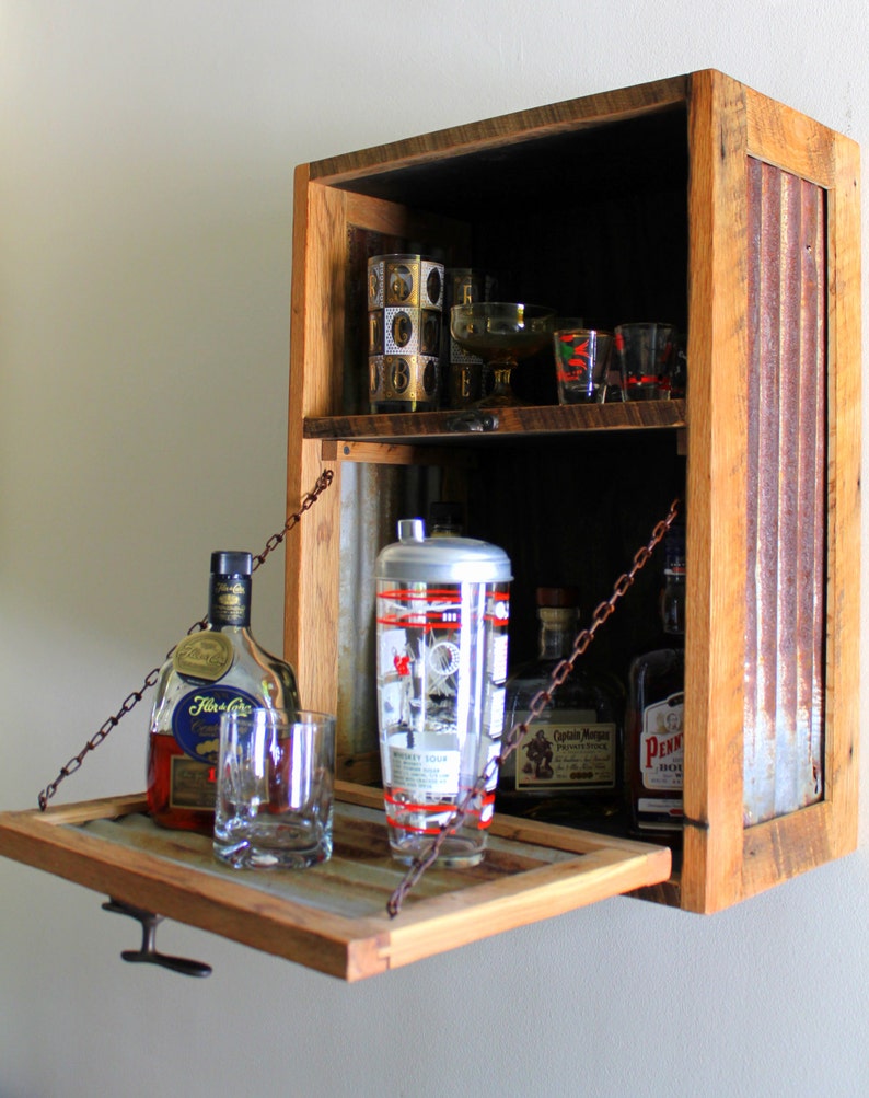 Colgante rústico licor gabinete Murphy Bar barra de pared | Etsy
