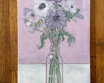 Flowers with Pink and White - oil painting canvas flower floral still life