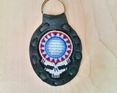 Beaded Steal Your Face keychain~ Deadheads for Bernie Stealie leather key fob~ Bernie Sanders steal your face keychain