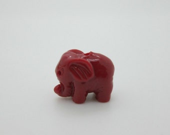 Tiny Red Elephant Reconstituted Coral Bead, 12x9mm (4)