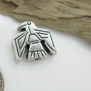 Silver Pewter Thunderbird Spacer Bead, Eagle Bead, Southwestern Eagle, 12mm (6)