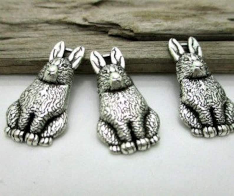 Rabbit Charm Bunny Charm English Hare Pendant Silver Rabbit Etsy